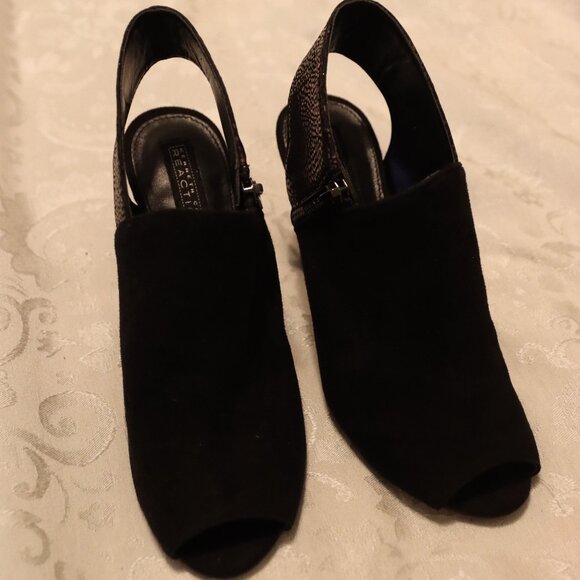 Kenneth Cole Reaction Shell Shock Heel Black Suede and metallic animal print 7.5 - Picture 2 of 14